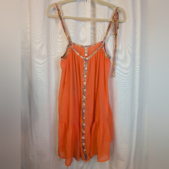 Free People Intimately Bali Sweet Nothing Slip Mini Dress Lingerie Coral Small - Picture 5 of 8